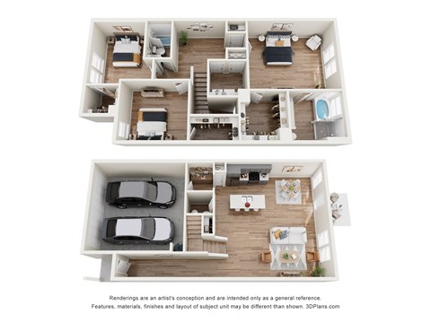 Floor plan for 3 beds, 2.5 baths, 1939 sqft